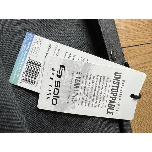 Solo‎ New York Duane Hybrid Briefcase Backpack for 15.6" Laptop Gray NWT - Picture 11 of 11